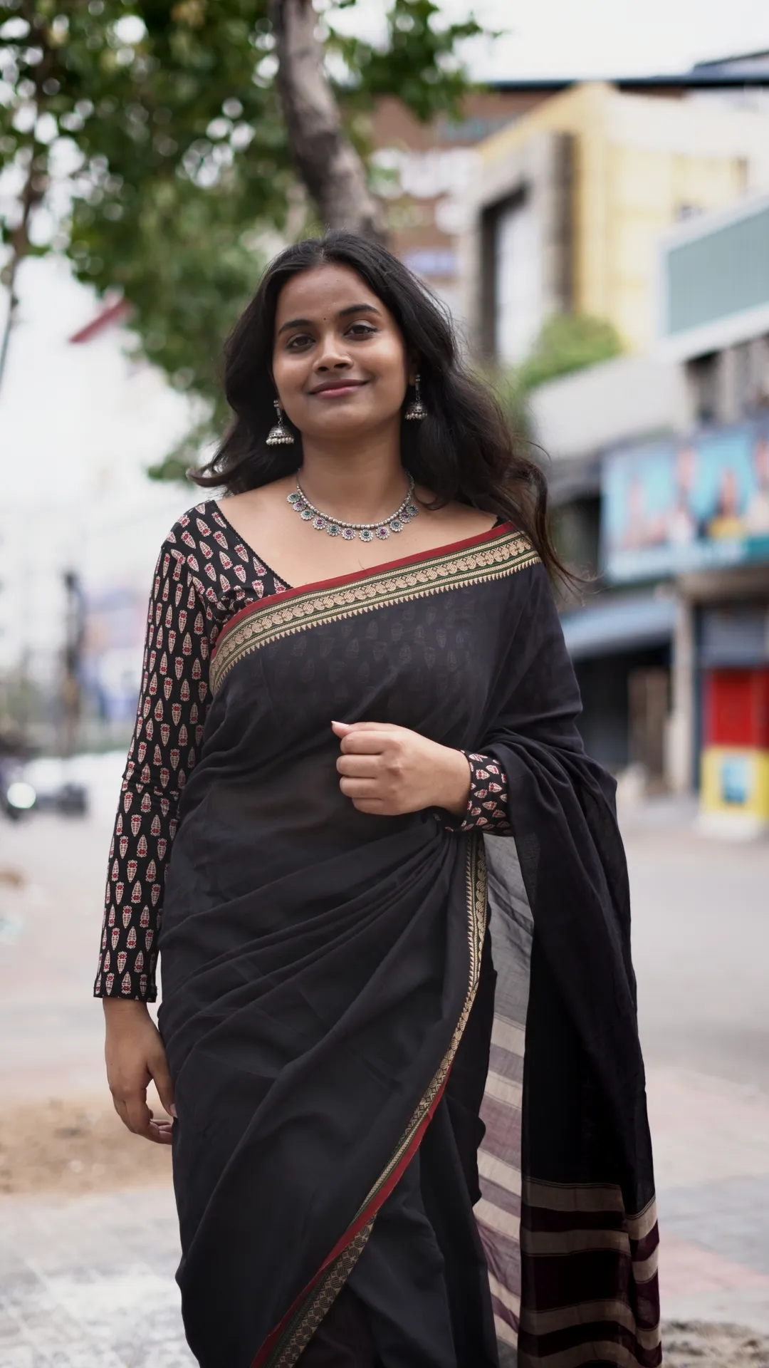 black silk saree