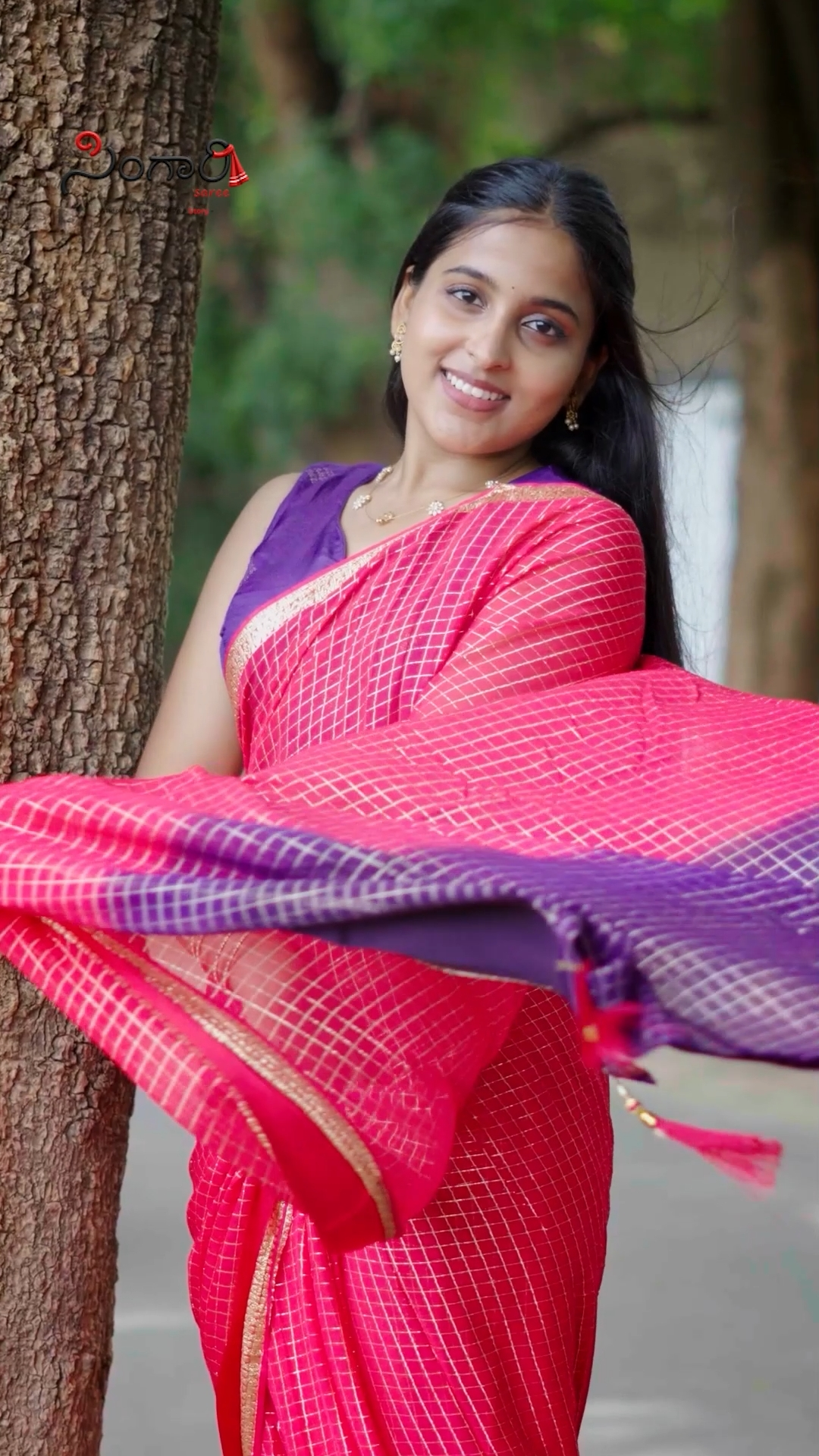 FANCY CHINNON CHECKS SAREE